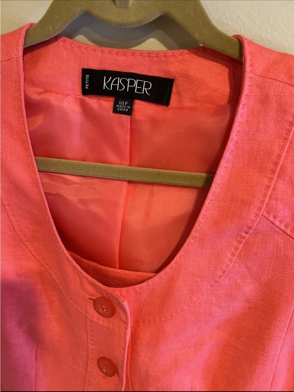 Kasper Coral Pink Button Front Skirt Set - Picture 3 of 5